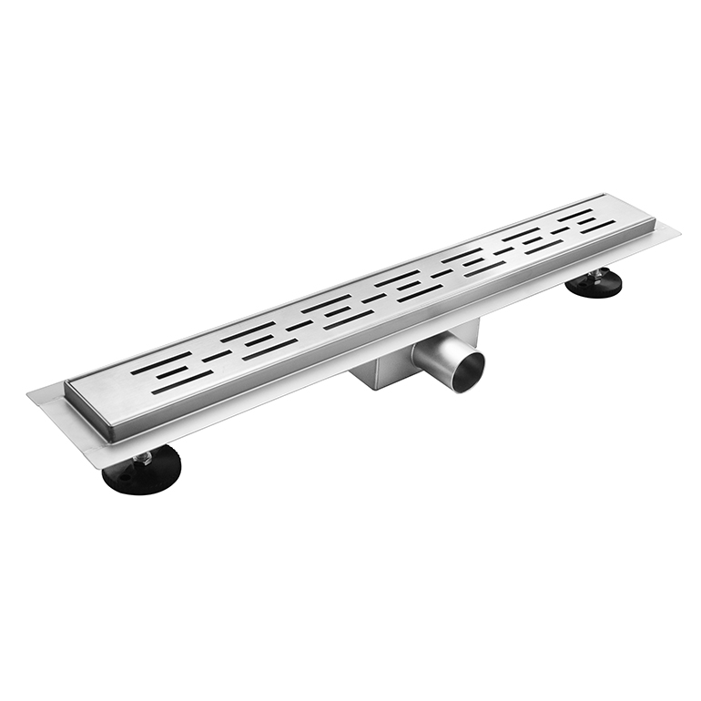 [060CM] DUSCHRINNE – MIT GITTER – KOMPLETT – 60 CM – GEBÜRSTETER EDELSTAHL