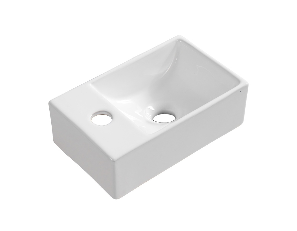 HANDWASCHBECKEN – OHNE ÜBERLAUF – HAHNLOCH LINKS – KERAMIK – 30,5X11X19CM – GLÄNZEND WEISS