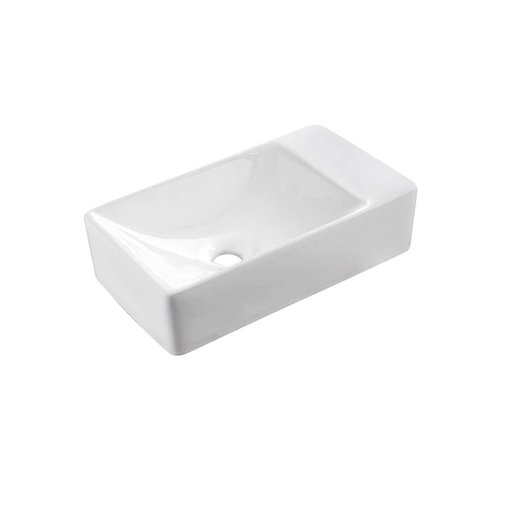 SENSI HANDWASCHBECKEN – RECHTS – OHNE HAHNLOCH – KERAMIK – 38X10X22CM – GLÄNZEND WEISS