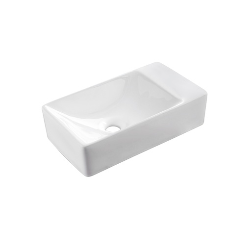 [522-ZK] SENSI HANDWASCHBECKEN – RECHTS – OHNE HAHNLOCH – KERAMIK – 38X10X22CM – GLÄNZEND WEISS