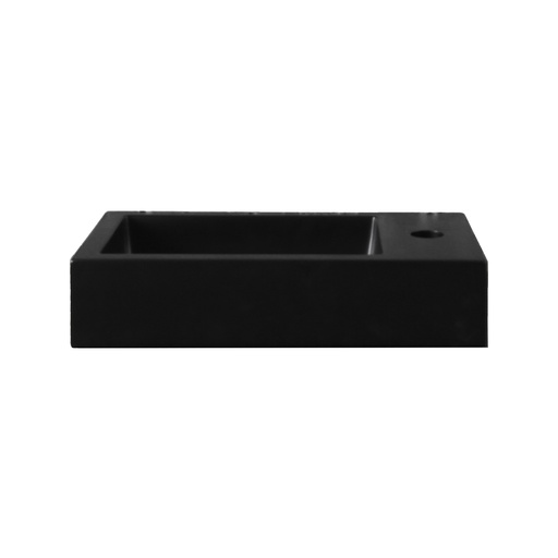 [711A-LRB] HANDWASCHBECKEN – OHNE ÜBERLAUF – HAHNLOCH LINKS ODER RECHTS – KÜNSTLICHER MARMOR – 40X10,5X22,5CM – MATTSCHWARZ