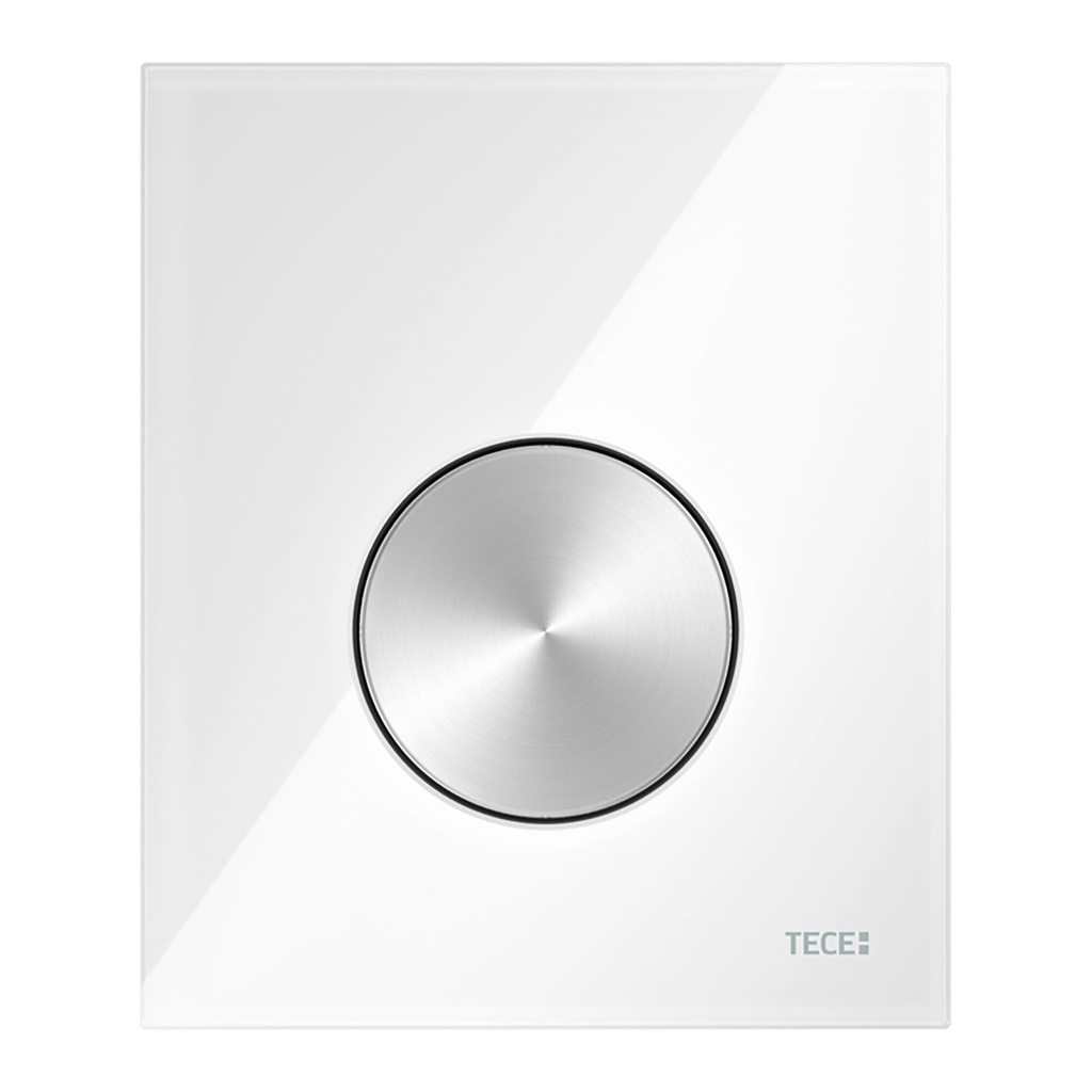 [9242661] TECELOOP URINAL-BEDIENPLATTE AUS GLAS INKL. KARTUSCHE - GLAS GLÄNZEND WEISS - SCHLÜSSEL AUS GEBÜRSTETEM EDELSTAHL (MIT ANTI-FINGERPRINT)