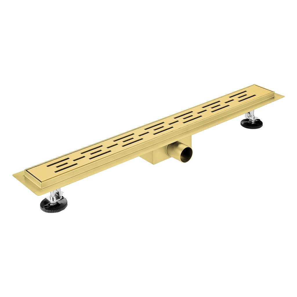 [BG050CM] DUSCHRINNE – MIT GITTER – KOMPLETT – 50 CM – GEBÜRSTETES GOLD