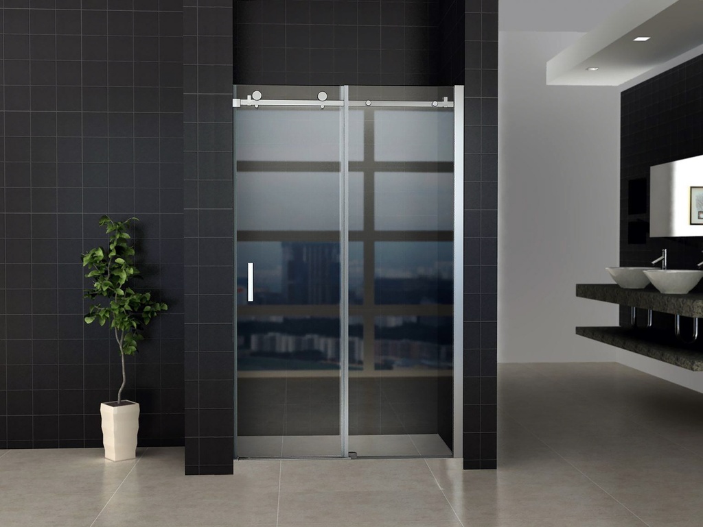 [CR-045C14] SCHIEBETÜR FÜR NIS – 1400X2000MM – CHROM – KLARES GLAS