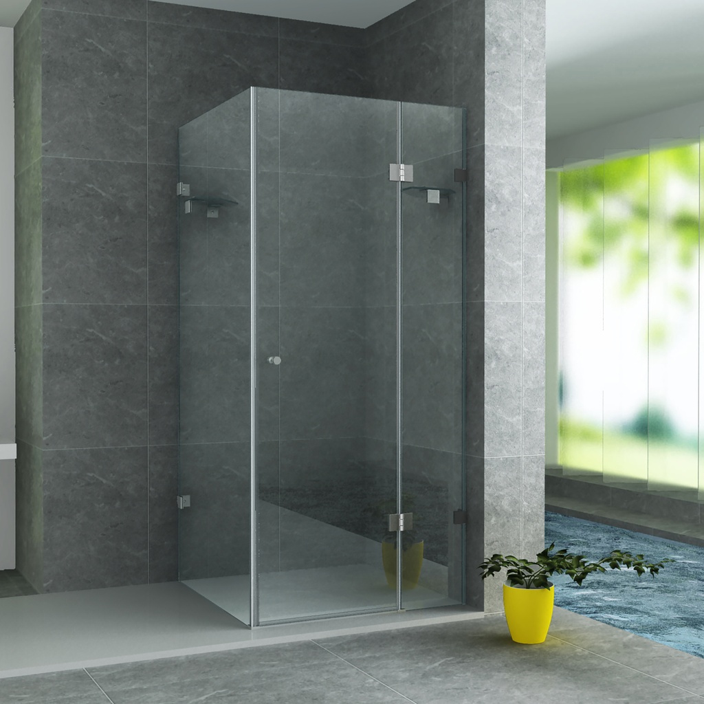 DUSCHKABINE – DREHTÜR UND SEITENWAND – 900X900X1950MM – CHROM – KLARES GLAS