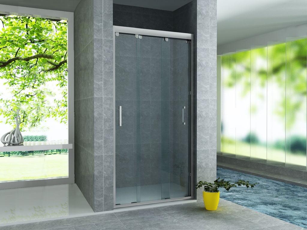 [CR-SD080] SCHIEBETÜR FÜR NIS - 3 TEILIG - 800X2000MM - CHROM - KLARES GLAS