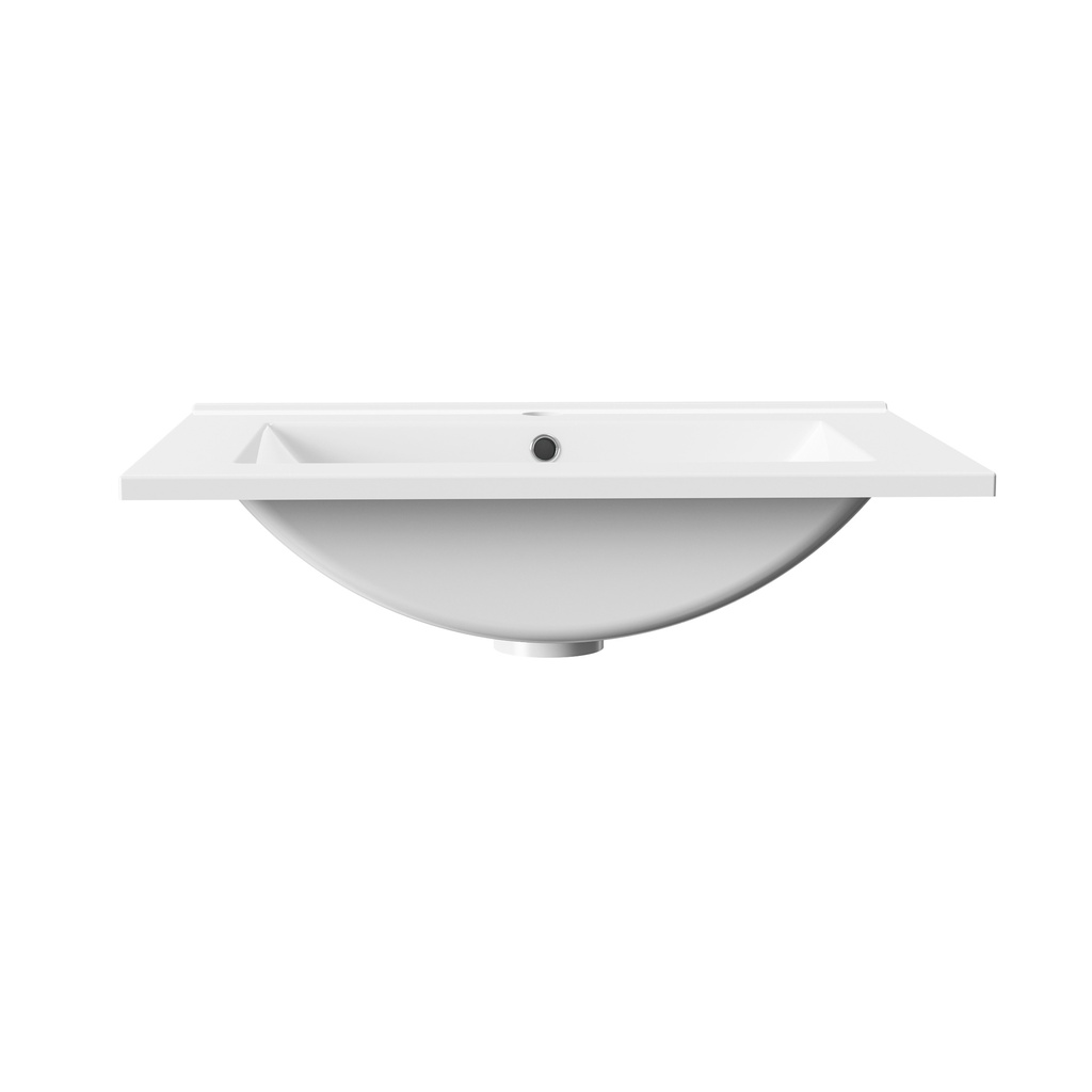 [PB-KEY-60] Hayat Waschtisch – 1 Becken – Mit Überlauf – 1 Armaturenloch – Mineralguss – 60 × 1,5 × 45 cm – Glänzend Weiß