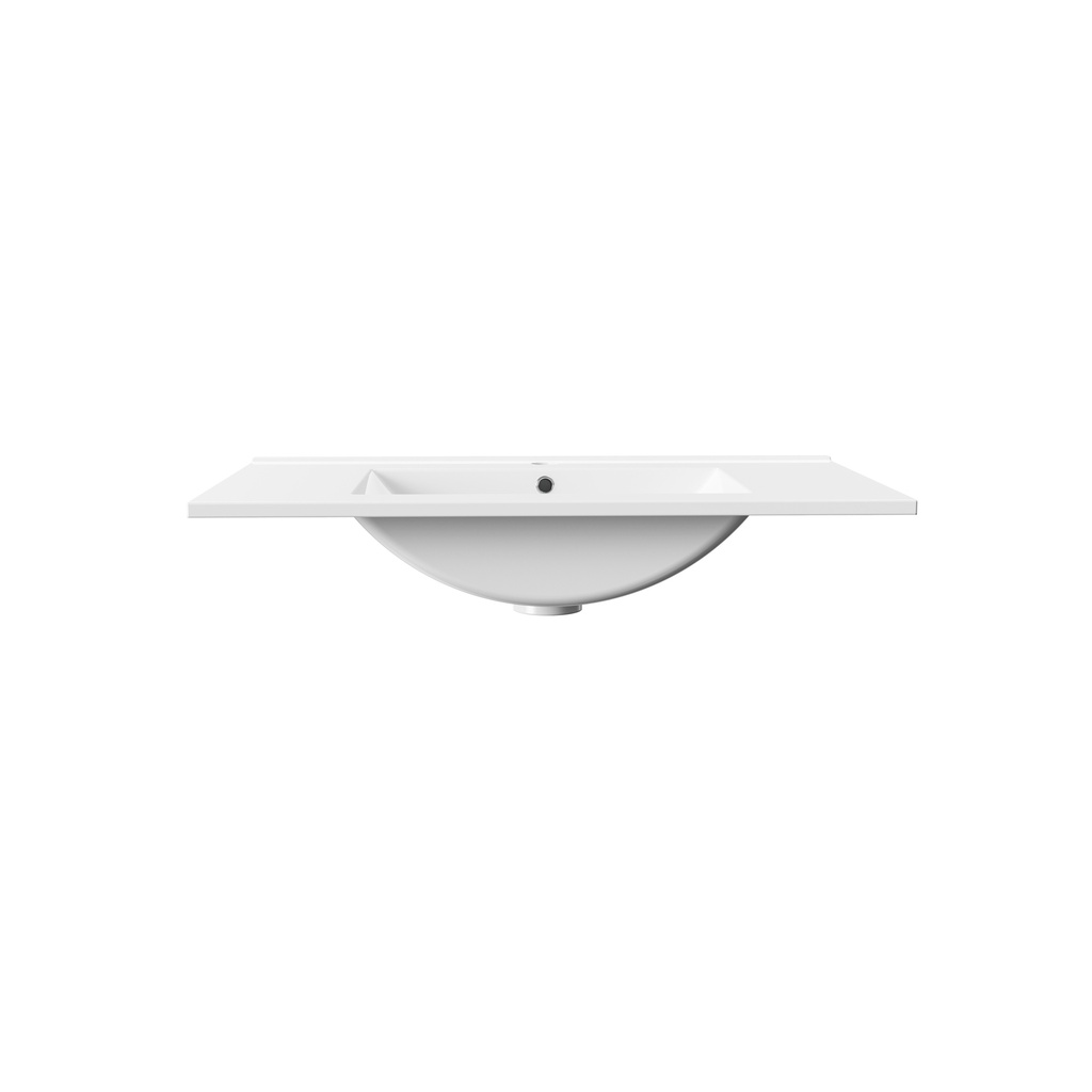 [PB-KEY-80] Hayat Waschtisch – 1 Becken – Mit Überlauf – 1 Armaturenloch – Mineralguss – 80 × 1,5 × 45 cm – Glänzend Weiß