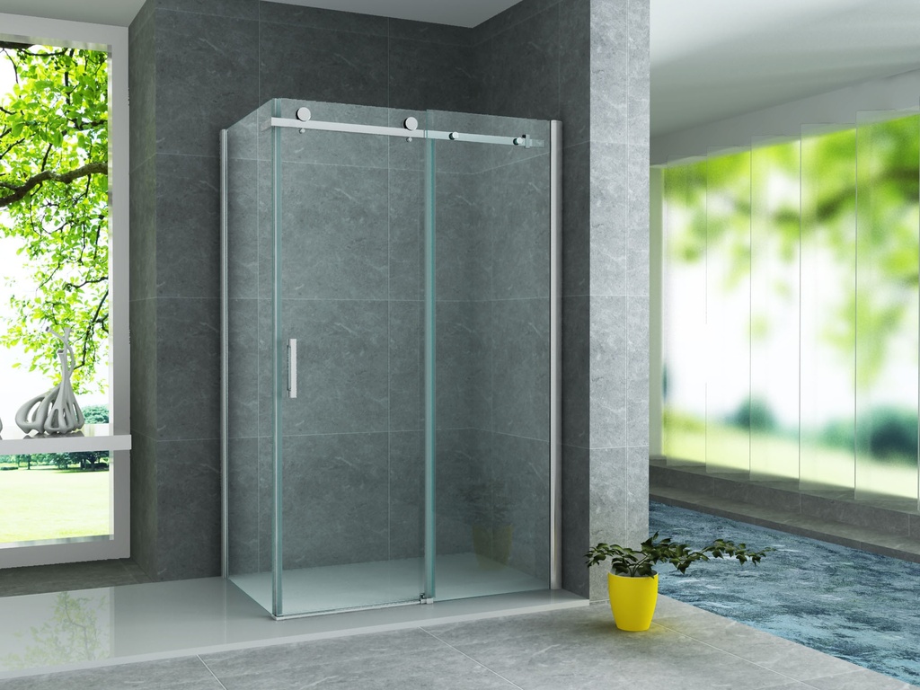[CR045F-90120] DUSCHKABINE – SCHIEBETÜR UND SEITENWAND – 900X1200X1950MM – CHROM – KLARES GLAS