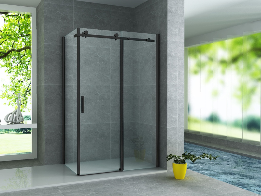 [CRBL045-90120] DUSCHKABINE – SCHIEBETÜR UND SEITENWAND – 900X1200X1950MM – MATTSCHWARZ – KLARES GLAS