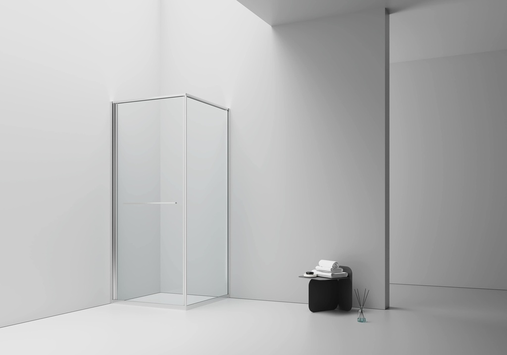 INSLIDE DUSCHKABINE – NACH INNEN ÖFFNENDE SCHIEBETÜR UND SEITENWAND – PLATZSPAREND – WENDBAR – 6 MM SICHERHEITSGLAS – 90X90X200 CM – CHROM – KLARES GLAS