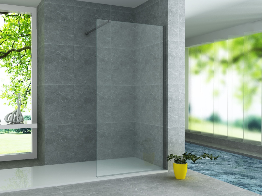 GLASWAND FÜR BEGEHBARE DUSCHE - 1200X2000MM - HELDER GLAS