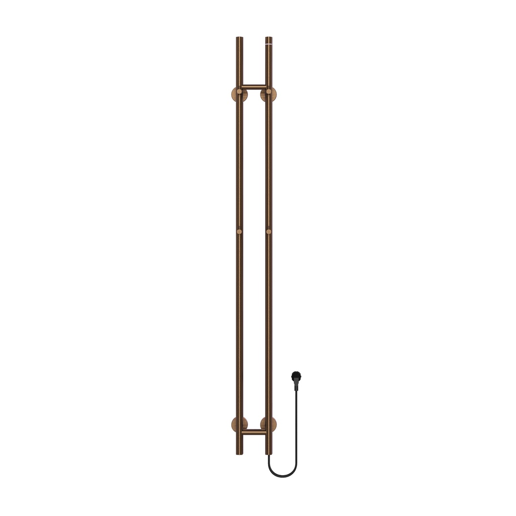 BELRAD HANDTUCHTROCKNER MIT ELEKTRISCHEM STAB – DOPPELT – MIT DIGITALEM, PROGRAMMIERBAREM THERMOSTAT – 120 W – Ø2,5 cm – 150 x 16,8 x 12,7 cm – gebürstete braune Bronze