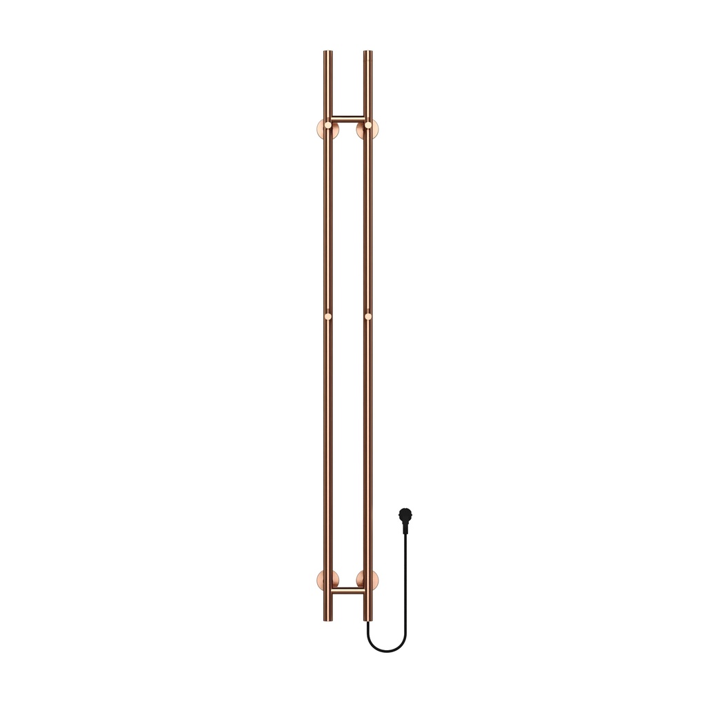 [HS1513BC] BELRAD HANDTUCHTROCKNER MIT ELEKTRISCHEM STAB – DOPPELT – MIT DIGITALEM, PROGRAMMIERBAREM THERMOSTAT – 120 W – Ø2,5 cm – 150 x 16,8 x 12,7 cm – gebürstetes Kupfer