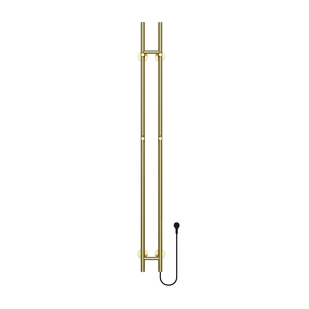 BELRAD HANDTUCHTROCKNER MIT ELEKTRISCHEM STAB – DOPPELT – MIT DIGITALEM, PROGRAMMIERBAREM THERMOSTAT – 120 W – Ø2,5 CM – 150X16,8X12,7 CM – GEBÜRSTETES GOLD