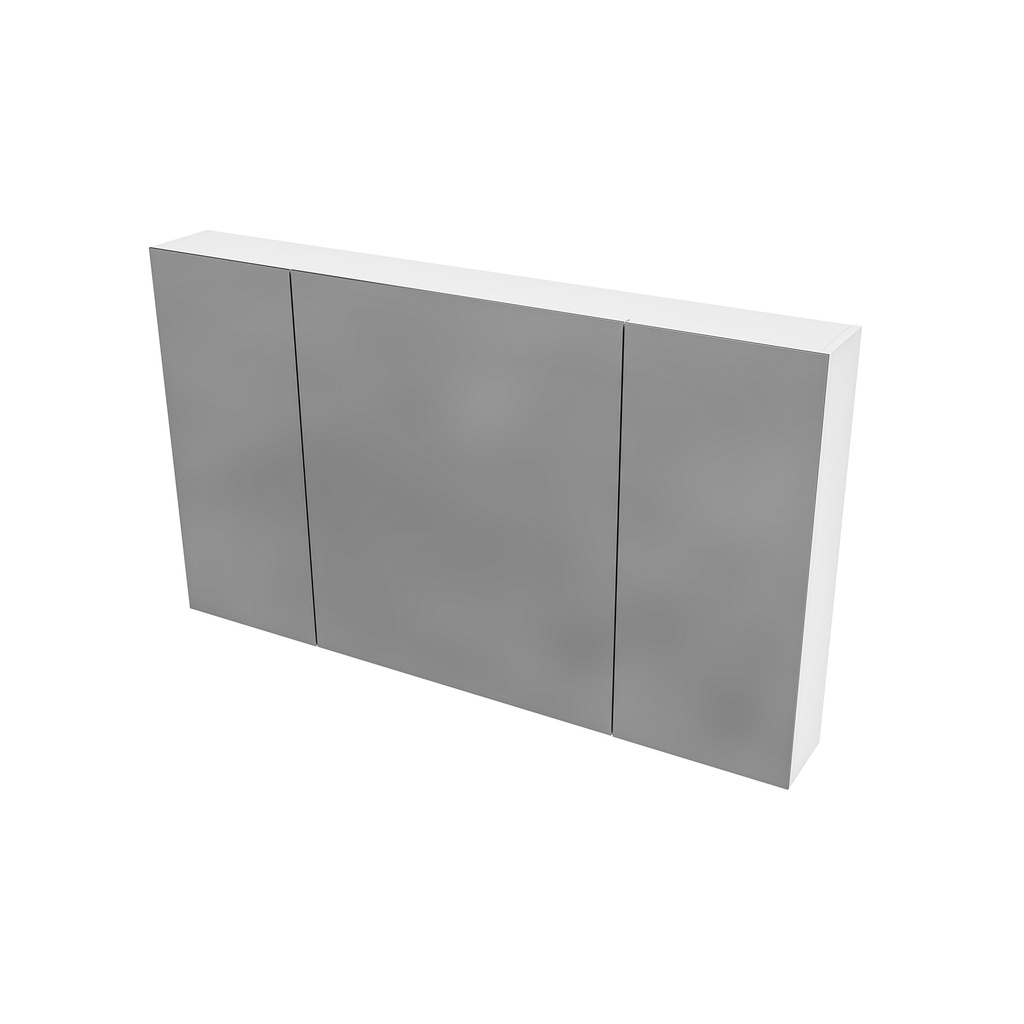 [HYT120.WIT] HAYAT SPIEGELSCHRANK – 3 ASSYMETRISCHE, EINSEITIGE SPIEGELTÜREN – 6 HÖHENVERSTELLBARE REGALE – 120X70X15CM – GLÄNZEND WEISS