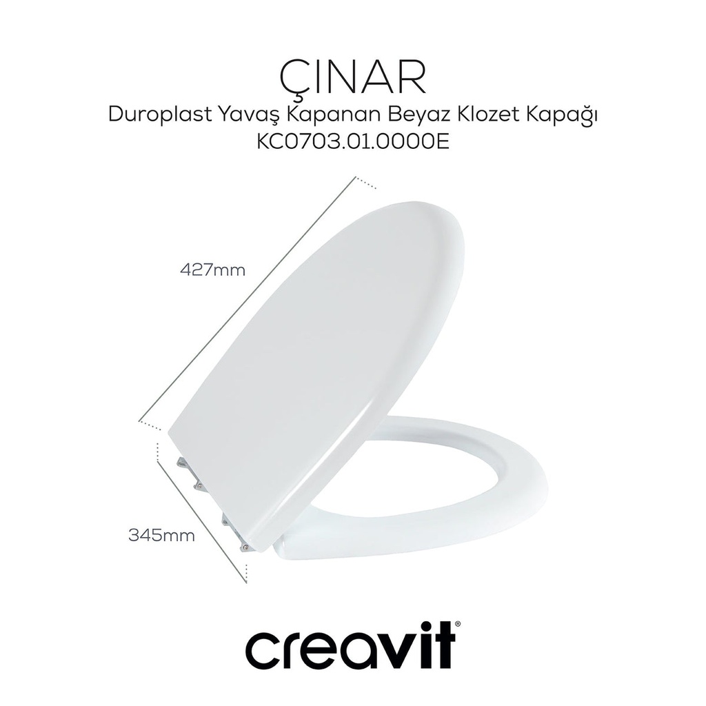 CREAVIT CINAR WC-SITZ – SOFT-Close – Schnellverschluss – Duroplast – Edelstahlscharniere – glänzendes Weiß