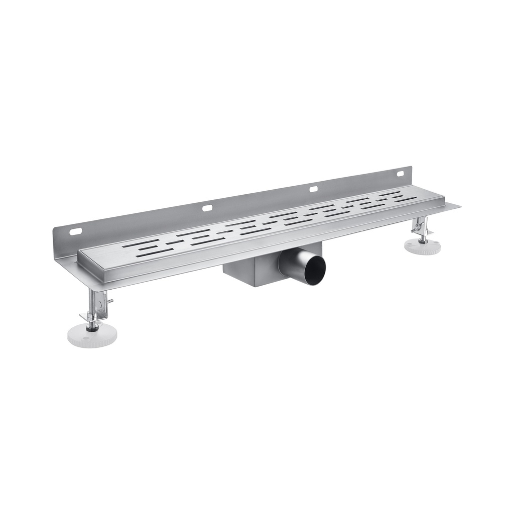 DUSCHRINNE – MIT WANDFLANSCH – MIT GITTER – 80 CM – GEBÜRSTETER EDELSTAHL