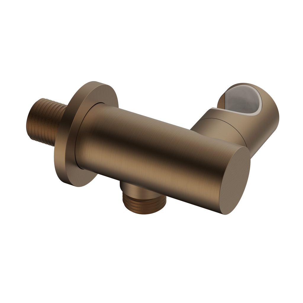 [PRM0155-BB] EINHEITLICHE WANDANSCHLUSS-ERHÖHUNG MIT WASSERANSCHLUSS UND HANDBRAUSENHALTER - KIPPBAR - BRAUNE BRONZE (PVD)