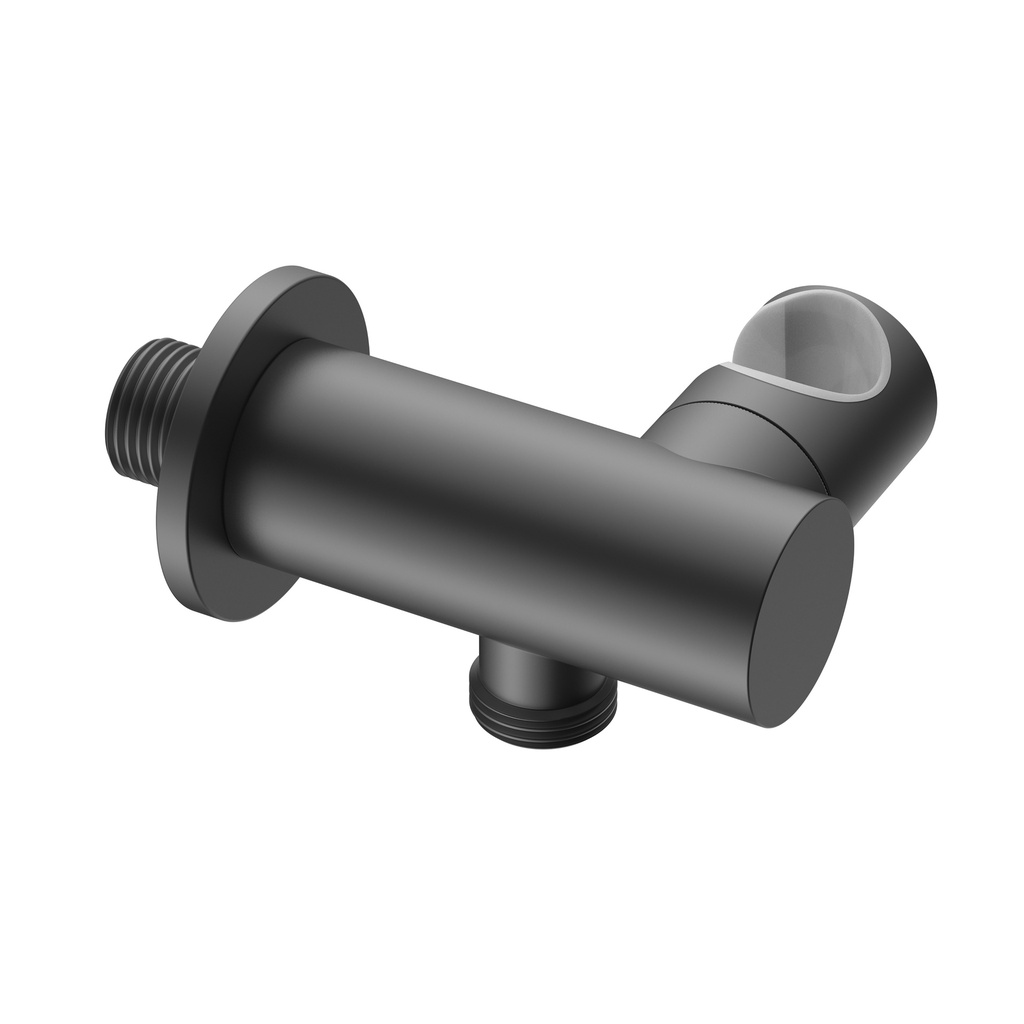 EINHEITLICHE WANDANSCHLUSS-ERHÖHUNG MIT WASSERANSCHLUSS UND HANDBRAUSENHALTER - KIPPBAR - GUNMETAL (PVD)