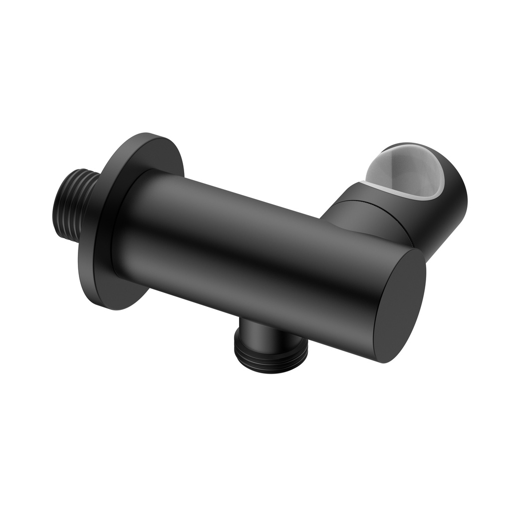 [PRM0155-MB] EINHEITLICHE WANDANSCHLUSS-ERHÖHUNG MIT WASSERANSCHLUSS UND HANDBRAUSENHALTER - KIPPBAR - MATTSCHWARZ (PVD)