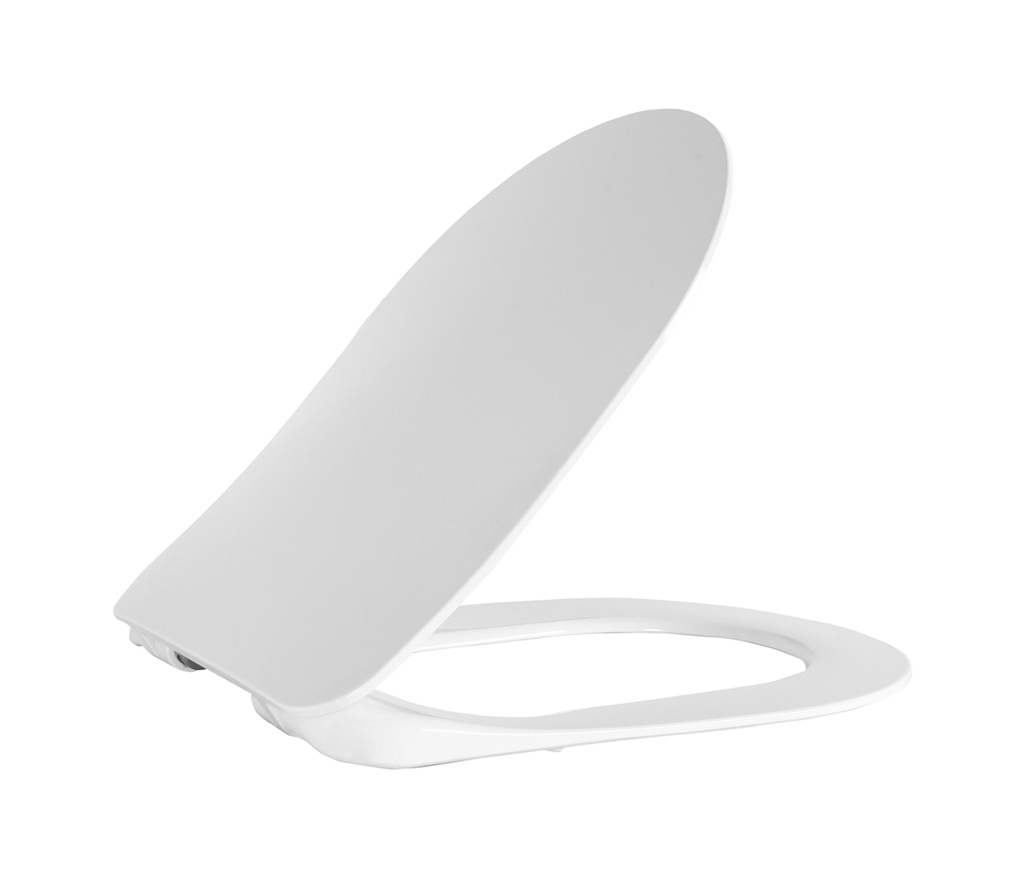 Creavit Duck WC-Sitz – D-Form – Slim-Design – Absenkautomatik – Schnell abnehmbar – Duroplast – Edelstahl-Scharniere – Glänzend Weiß