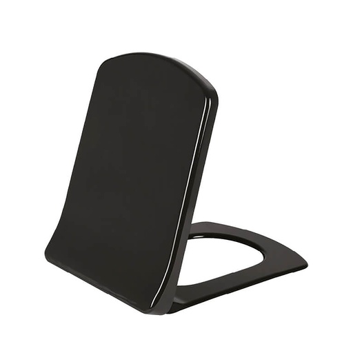 [KC1603.01.2100E] Creavit Lara WC-Sitz – D-Form – Absenkautomatik – Schnell abnehmbar – Duroplast – Edelstahl-Scharniere – Anthrazitschwarz