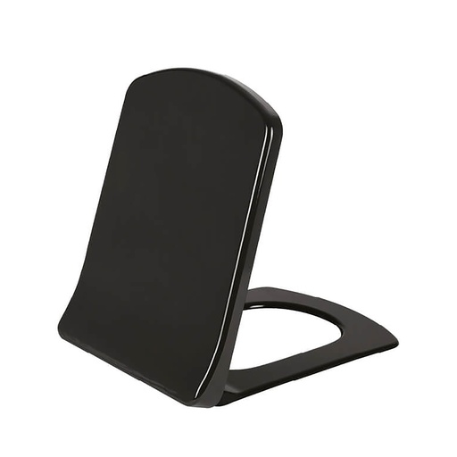 [KC1603.01.1400E] Creavit Lara WC-Sitz – D-Form – Absenkautomatik – Schnell abnehmbar – Duroplast – Edelstahl-Scharniere – Mattschwarz
