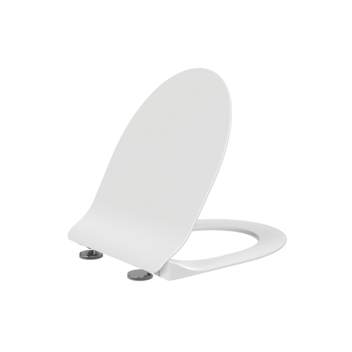 [KC3403.01.0000E] Creavit Ness WC-Sitz – D-Form – Slim-Design – Absenkautomatik – Schnell abnehmbar – Duroplast – Edelstahl-Scharniere – Glänzend Weiß