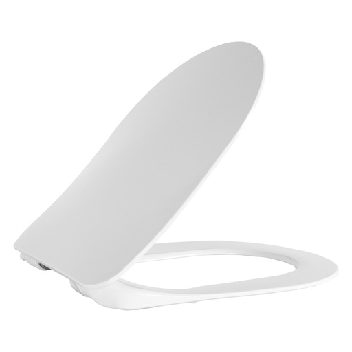 [KC0903.04.0000E] Creavit Nora WC-Sitz – D-Form – Slim-Design – Absenkautomatik – Schnell abnehmbar – Duroplast – Edelstahl-Scharniere – Glänzend Weiß