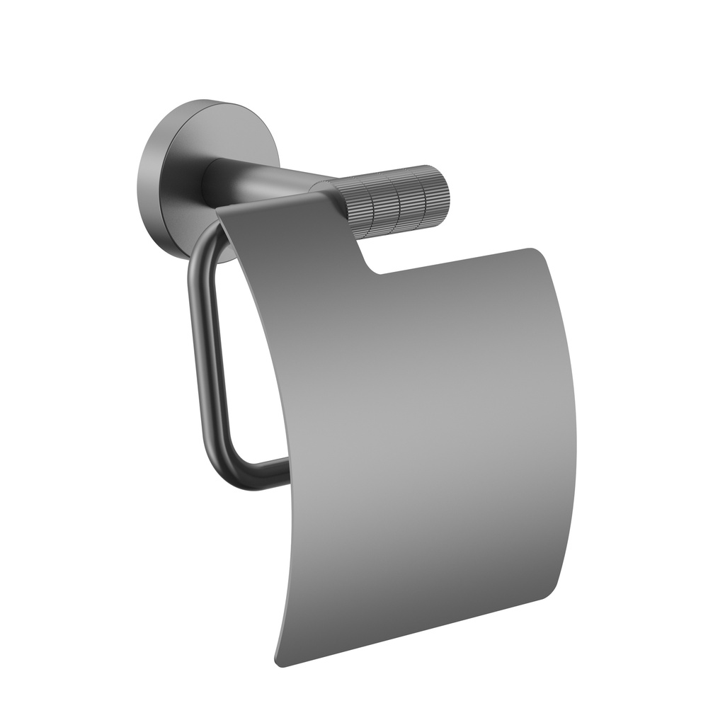 STRIA WC-ROLLENHALTER MIT KLAPPE – AUSFÜHRUNG MIT RAFFINIERTER RIPPSTRUKTUR – GUNMETAL (PVD)