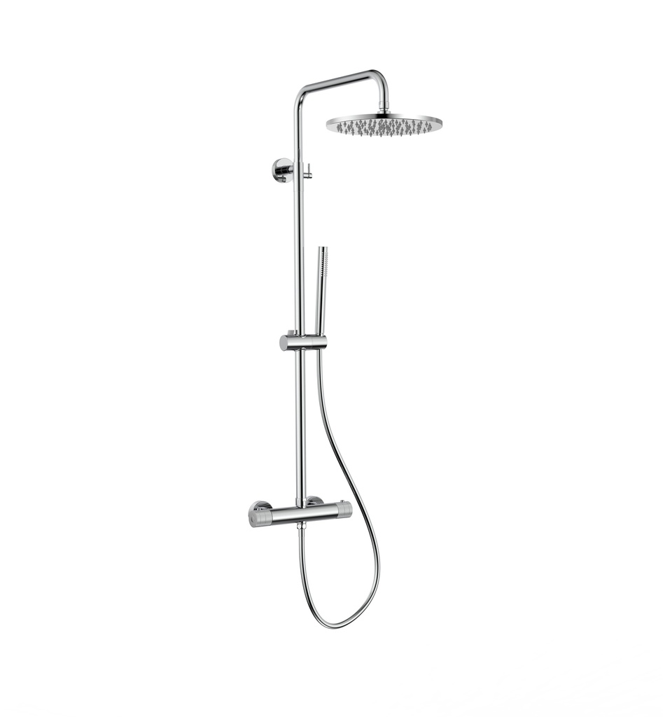 [PRMOPT1-C] STRIA REGENBRAUSE-SET – THERMOSTATISCH – COOL TOUCH – KOPFBRAUSE 30 CM – DESIGN – KNOPFE MIT RAFFINIERTER RIPPENSTRUKTUR – BELGAQUA – CHROM