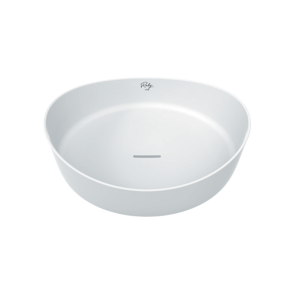 CREAVIT RUBY RB140 WASCHSCHÜSSEL – AUFSTELLBAR – KERAMIK – OHNE ÜBERLAUF – OHNE HAHNLOCH – 40X10X40 CM – GLÄNZEND WEISS