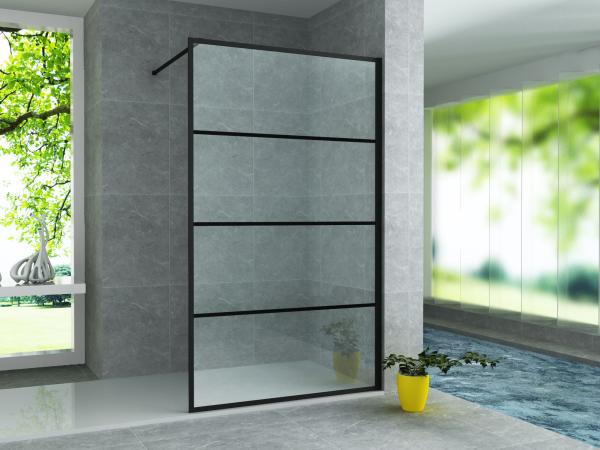 WALK-IN-DUSCHE MIT GITTERDEKOR – 900X2000MM – MATTSCHWARZ – KLARES GLAS