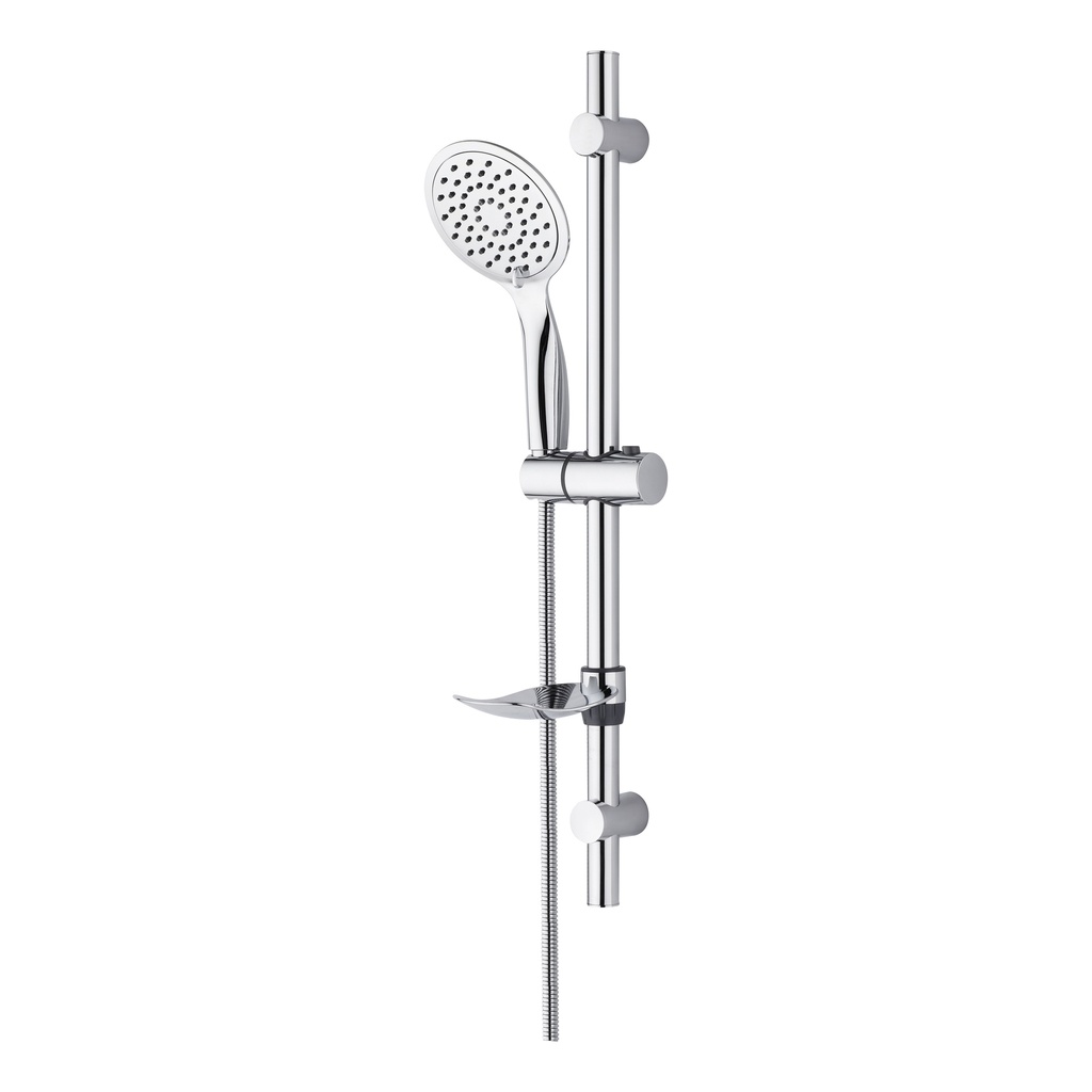 [TM51075] SLIM DUSCHSEITENSTANGEN-SET KOMPLETT – MIT HANDBRAUSE, BRAUSESCHLAUCH AUS METALL UND SEIFENHALTER – CHROM