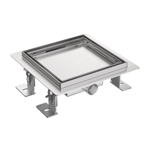 [TR015CM] DUSCHSEITE – MIT FLIESENGITTER – 15X15CM – GEBÜRSTETER EDELSTAHL