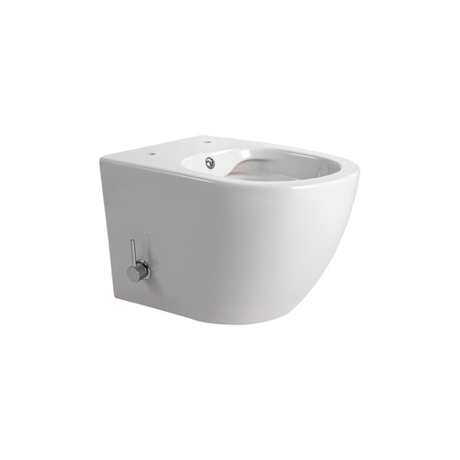 [DL55800] DARLO HÄNGE-WC MIT BIDET – RANDLOS – MIT BIDET-HAHN KALT- UND WARMWASSER – OHNE SITZ – KOMPAKT 49 CM – GLÄNZEND WEISS