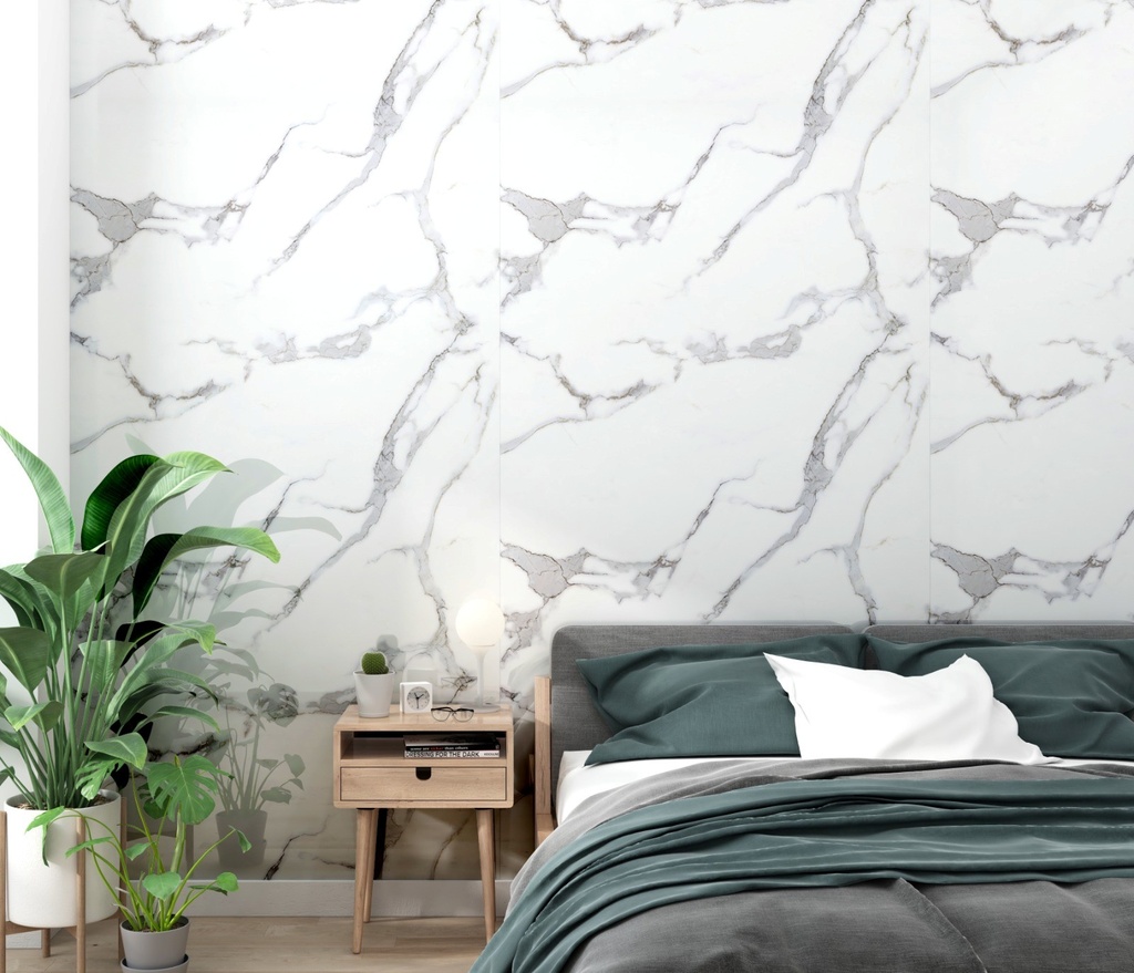 [CO.PVC-8145] PVC-Wandpaneel Carrara-Marmor Weiß 2700 x 1220 x 3 mm